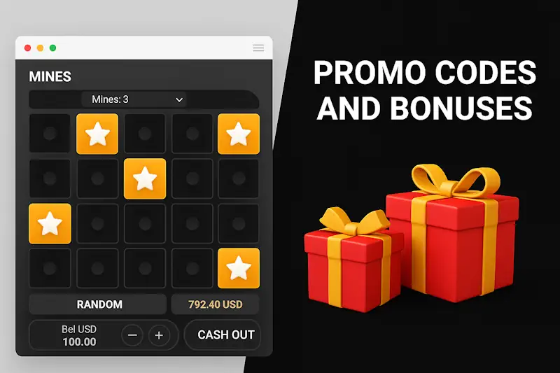 Promo codes and bonuses for Mines game